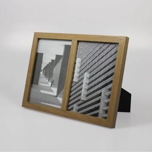 Oak Wood Dual Photo Frame